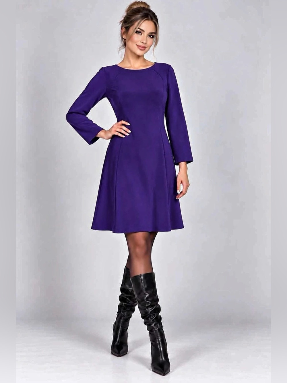 Lauren Ralph Lauren Long Sleeve Mini Dress in Purple Size 12 Like New NWOT